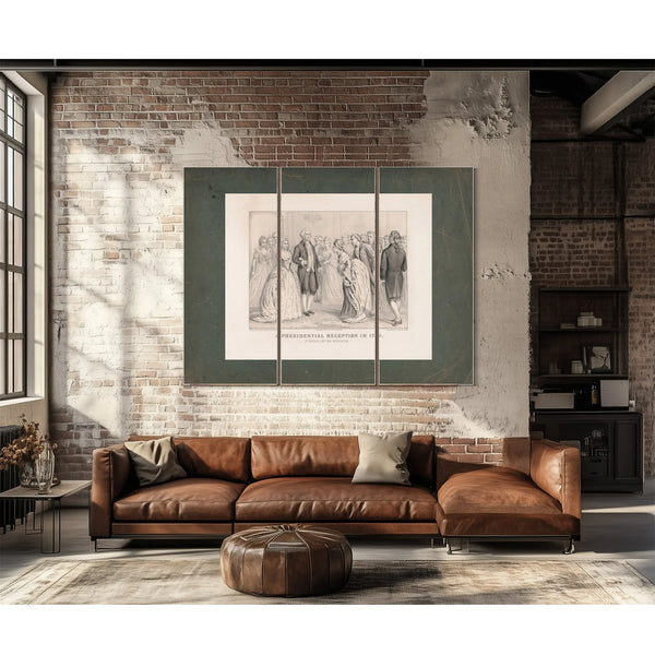 a Presidential Reception in 1789 by General and Mrs Washington 1876 — Framed Wall Art Room View | Bella Frye