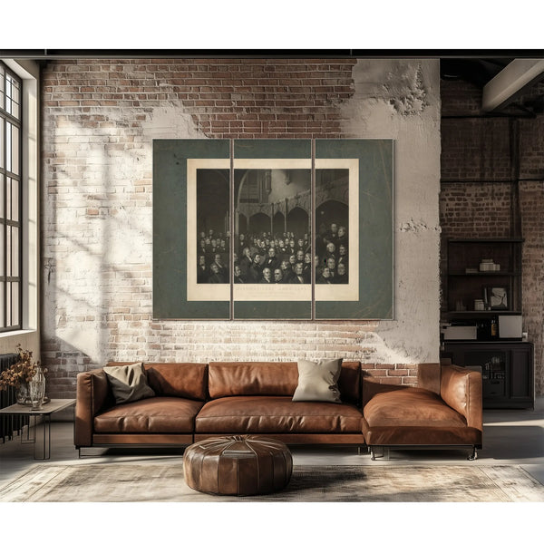 Distinguished Americans at a Meeting of the New York Historical Society 19th — Framed Wall Art Room View | Bella Frye