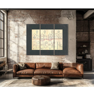 The Keepers Blueprint Leading Point Light Station Plans — Framed Wall Art Room View | Bella Frye