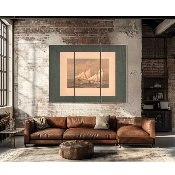 American Yachts Extra Plate for the Americas Cup 1885 Near the Finish Purtia — Framed Wall Art Room View | Bella Frye
