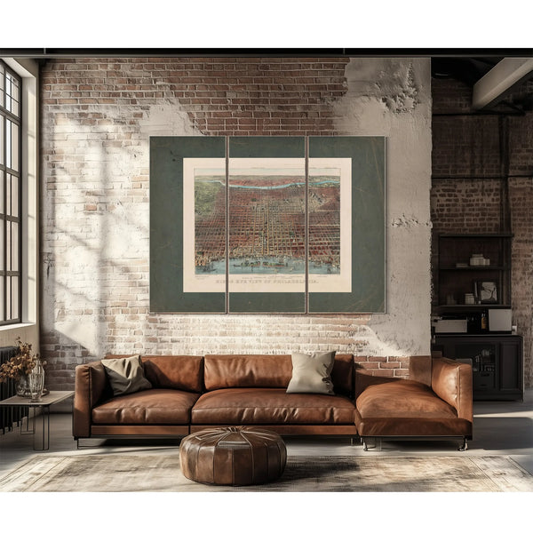 Birds Eye View of Philadelphia 1875 — Framed Wall Art Room View | Bella Frye