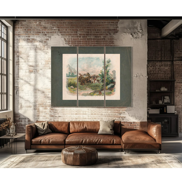 Buffalo Hunt in the Wild West 1897 — Framed Wall Art Room View | Bella Frye