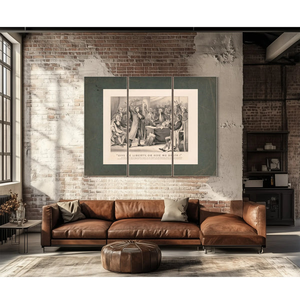 Give Me Liberty or Give Me Death! Patrick Henry Delivering His Great Speech on — Framed Wall Art Room View | Bella Frye