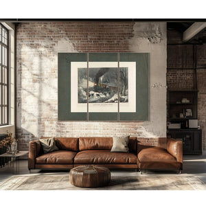 American Railroad Scene_ Snowbound 1871 — Framed Wall Art Room View | Bella Frye