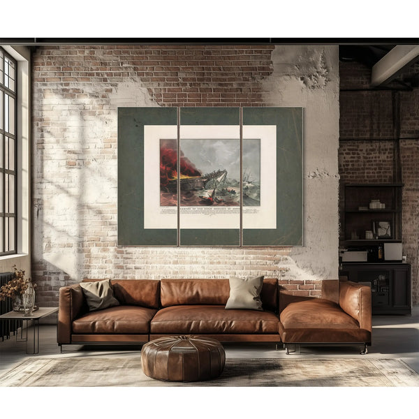Burning of the Ocean Monarch of Boston in the English Channel August 24th 18 — Framed Wall Art Room View | Bella Frye