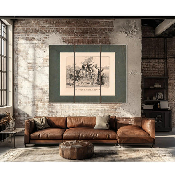 Discovery of the Mississippi_ by Ferdinand De Soto and His Followers May 154 — Framed Wall Art Room View | Bella Frye
