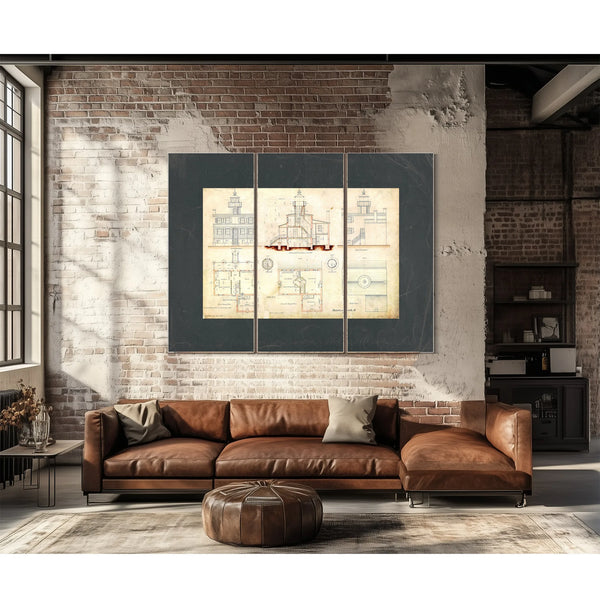 The Keepers Vigil Point Lookout Light Station Blueprint — Framed Wall Art Room View | Bella Frye