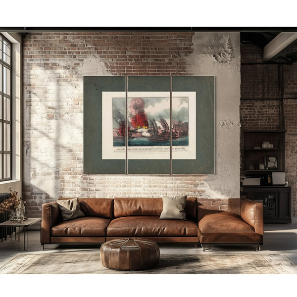 Brilliant Naval Victory on the Mississippi River Near Fort Wright May 1th 1 — Framed Wall Art Room View | Bella Frye