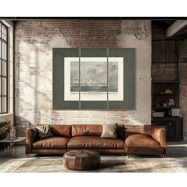 Attack of the Gun Boats Upon the City Castle of San Juan De Ulloa Bombardme — Framed Wall Art Room View | Bella Frye