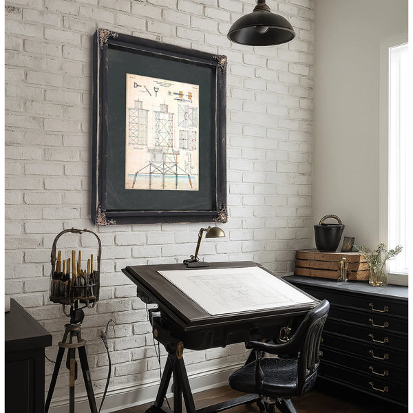The Keepers Skeleton Brewerton Channel Lighthouse Blueprint — Framed Wall Art Room View | Bella Frye