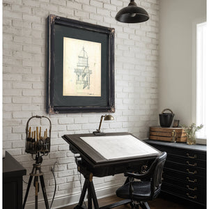 The Keepers Vigil — Lighthouse Lantern Room Architectural Blueprint — Framed Wall Art Room View | Bella Frye