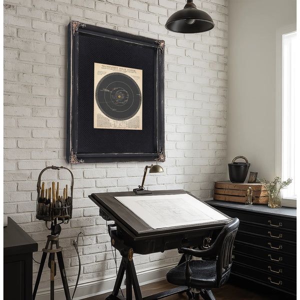The Clockwork Heavens — Reynolds' Transparent Solar System — Framed Wall Art Room View | Bella Frye