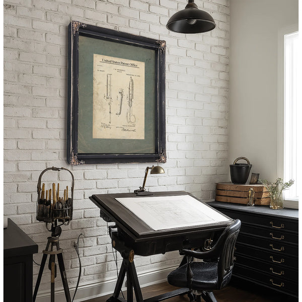 The Barbers Implement 1892 Thinning Shears Patent — Framed Wall Art Room View | Bella Frye
