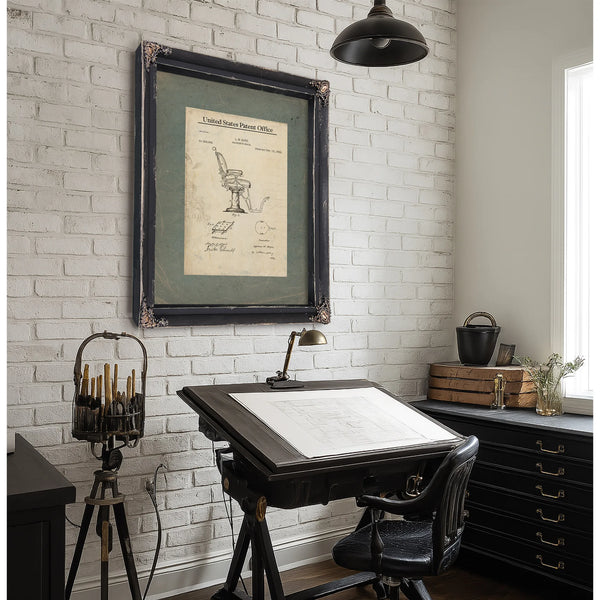The Barbers Throne Patent Blueprint — Framed Wall Art Room View | Bella Frye