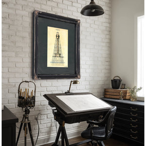 The Alligator Reef Sentinel Screw Pile Lighthouse Blueprint — Framed Wall Art Room View | Bella Frye