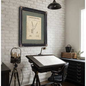 The Barbers Peculiar Shears Patent Drawing of Victorian Hair Cutting Device — Framed Wall Art Room View | Bella Frye