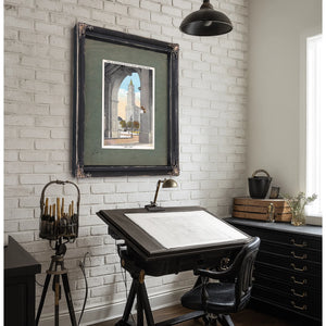 Cathedral of Commerce Through the Archway of Power — Framed Wall Art Room View | Bella Frye