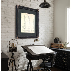 The Keepers Obsession Cape Lookout Lighthouse Blueprint — Framed Wall Art Room View | Bella Frye