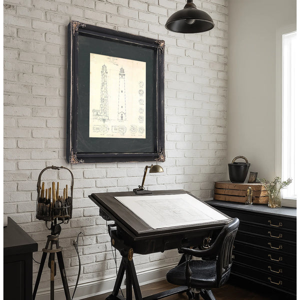 The Keepers Obsession Cape Lookout Lighthouse Blueprint — Framed Wall Art Room View | Bella Frye