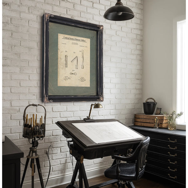 The Barbers Secret 1879 Folding Razor Patent — Framed Wall Art Room View | Bella Frye