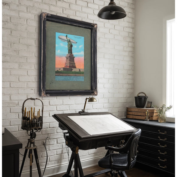 The Colossus and the Silver Leviathan Libertys Vigil at the Golden Door — Framed Wall Art Room View | Bella Frye
