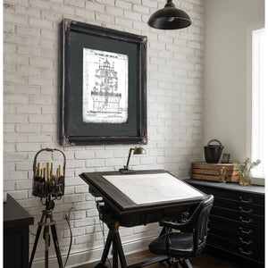 The Baltimore Harbor Sentinel Lighthouse Engineering Blueprint — Framed Wall Art Room View | Bella Frye