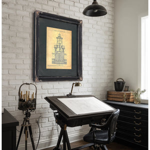 The Keepers Vigil Hooper Island Lighthouse Blueprint — Framed Wall Art Room View | Bella Frye