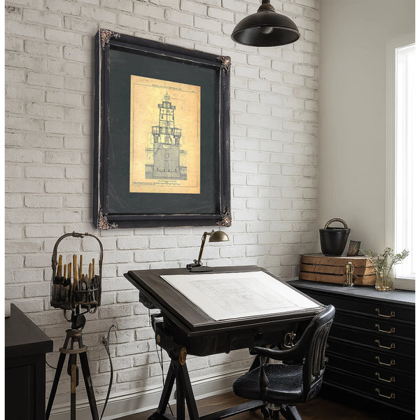 The Keepers Vigil Hooper Island Lighthouse Blueprint — Framed Wall Art Room View | Bella Frye