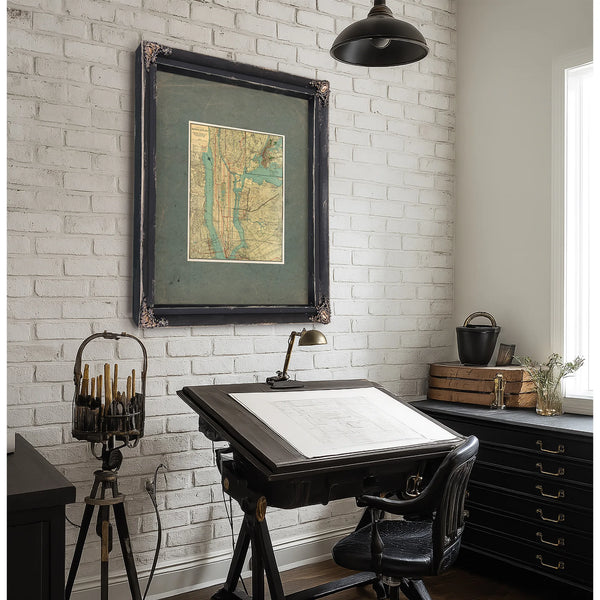 The Gilded Grid Manhattan's Veins of Commerce and Shadow — Framed Wall Art Room View | Bella Frye