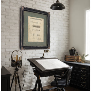 The Hallnan Comb Patent — a Study in Vanitys Instruments — Framed Wall Art Room View | Bella Frye