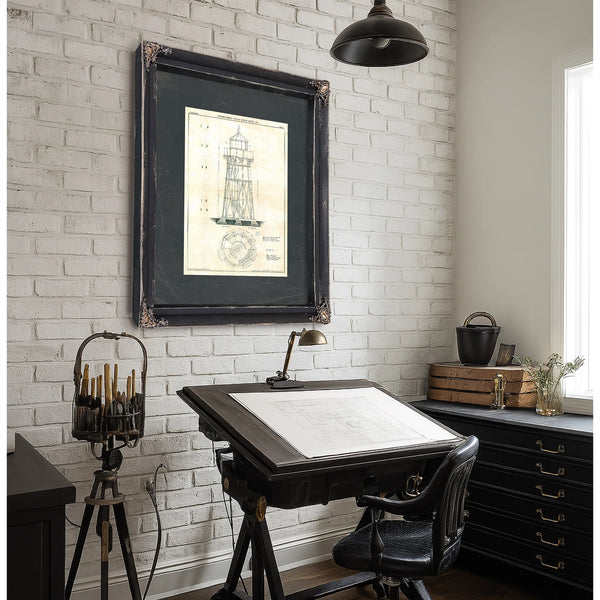 The Keepers Blueprint Mobile Point Light Station Engineering Schematic — Framed Wall Art Room View | Bella Frye