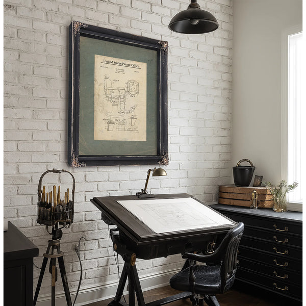 The Koken Chair Patent a Study in the Architecture of Grooming — Framed Wall Art Room View | Bella Frye