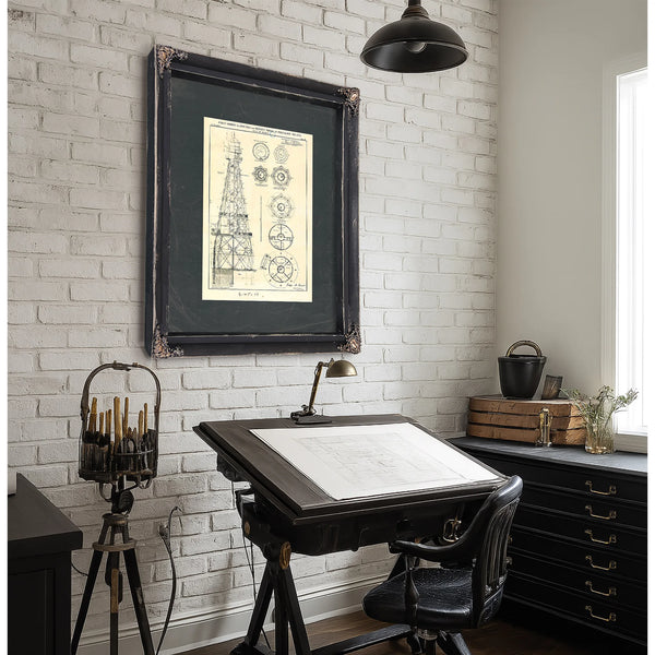 The Iron Sentinels of Trinity Shoal — Lighthouse Engineering Blueprint — Framed Wall Art Room View | Bella Frye