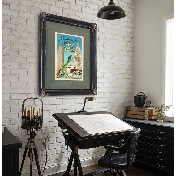 Lady Libertys Concrete Cosmos a Manhattan Postcard Relic — Framed Wall Art Room View | Bella Frye