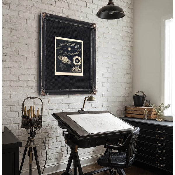 Saturn's Cosmic Theater Celestial Mechanics of the Ringed World — Framed Wall Art Room View | Bella Frye