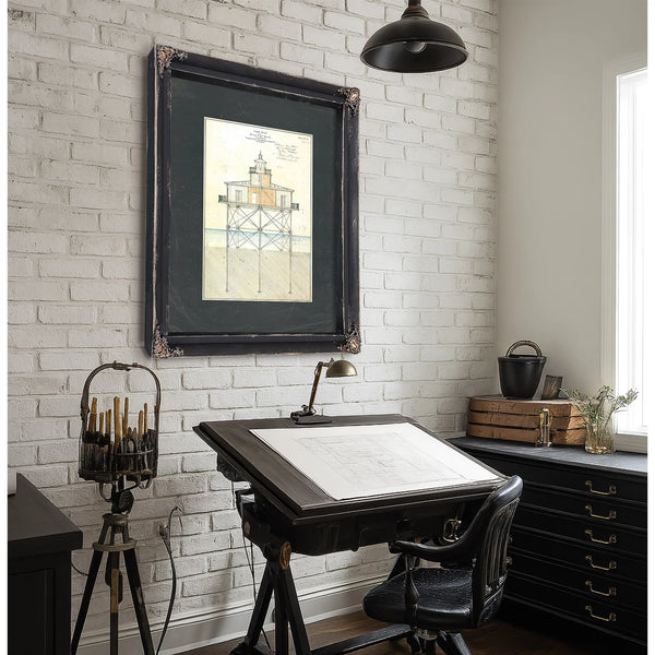 Seven Foot Knoll Lighthouse Blueprint the Sentinels Anatomy — Framed Wall Art Room View | Bella Frye