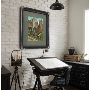 Gothic Spire Among Giants Trinity Church in the Shadow of Progress — Framed Wall Art Room View | Bella Frye
