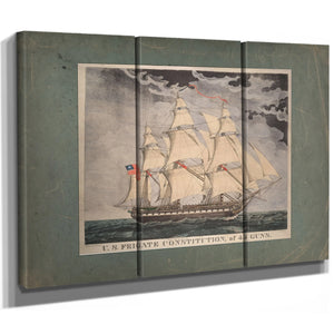 US. Frigate Constitution of 44 Guns  Hand colored lithograph by William Lynn — Framed Wall Art Room View | Bella Frye