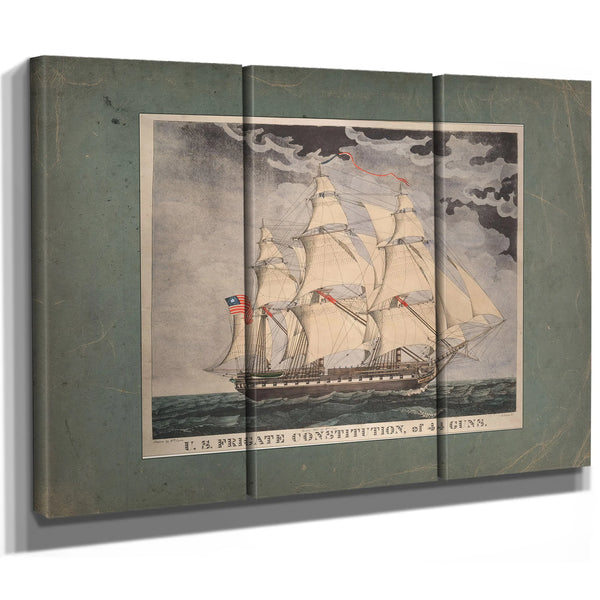 US. Frigate Constitution of 44 Guns  Hand colored lithograph by William Lynn — Framed Wall Art Room View | Bella Frye
