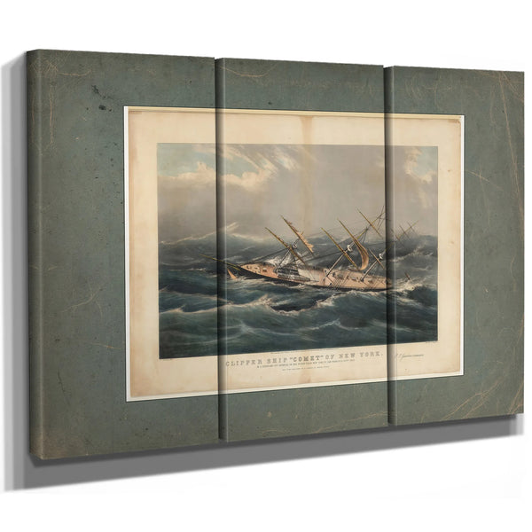 Clipper Ship Comet of New York in a Hurricane off Bermuda on her Voyage from — Framed Wall Art Room View | Bella Frye