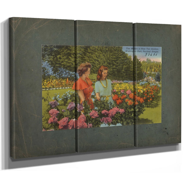 Two Models In Rose Test Gardens Washington Park Portland Oregon — vintage wall art by Bella Frye