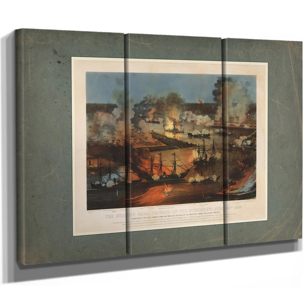 The Splendid Naval Triumph on the Mississippi April 24th 1862 Destruction of — Framed Wall Art Room View | Bella Frye