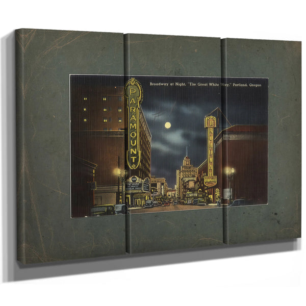 Broadway At Night 'The Great White Way' Portland Oregon — vintage wall art by Bella Frye