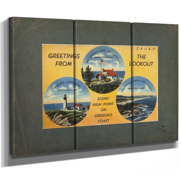 Greetings From The Lookout Scenic High Point On Oregon's Coast — vintage wall art by Bella Frye