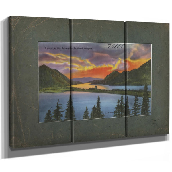 Sunset On The Columbia Portland Oregon — vintage wall art by Bella Frye