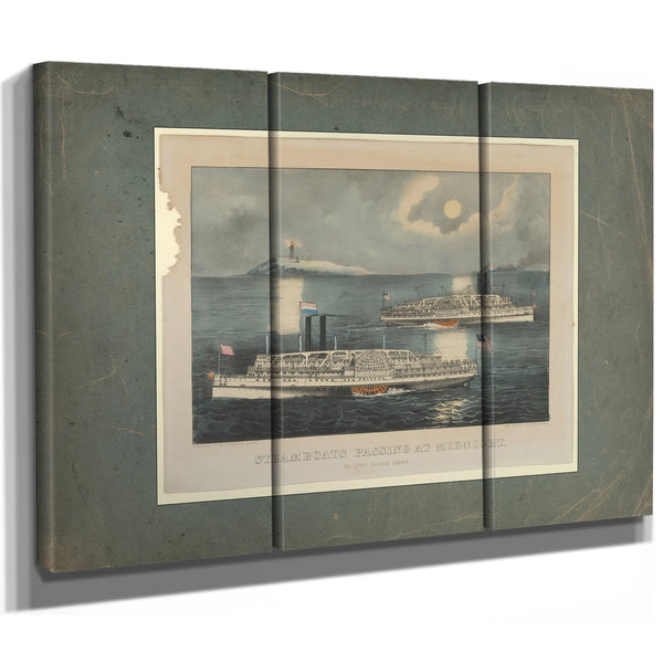 Steamboats Passing at Midnight on Long Island Sound — Framed Wall Art Room View | Bella Frye