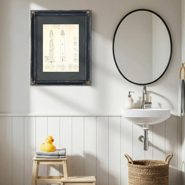 The Keepers Obsession Cape Lookout Lighthouse Blueprint — Framed Wall Art Room View | Bella Frye