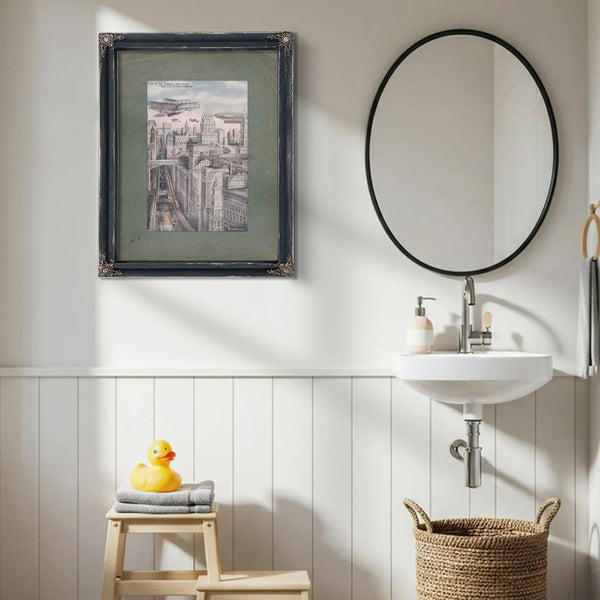 Tomorrows Metropolis a Prophecy in Steel and Sky — Framed Wall Art Room View | Bella Frye