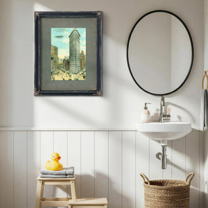 The Iron Sentinel Manhattans Wedge of Progress — Framed Wall Art Room View | Bella Frye