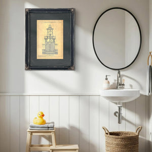 The Keepers Vigil Hooper Island Lighthouse Blueprint — Framed Wall Art Room View | Bella Frye
